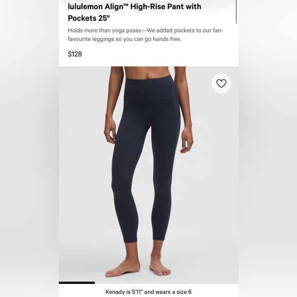 Women’s navy size 10 lululemon align 25” leggings - Picture 1 of 4